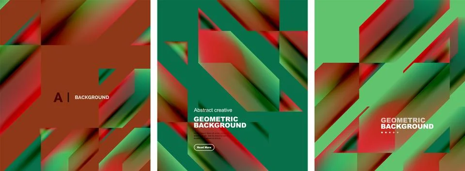 Set of abstract backgrounds. Overlapping geometric elements composition. Vector 스톡 일러스트