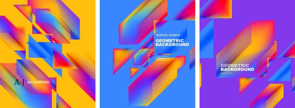 Set of abstract backgrounds. Overlapping geometric elements composition. Vector 스톡 일러스트