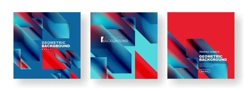 Set of abstract backgrounds. Overlapping geometric elements composition. Vector Stock Illustration
