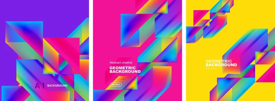 Set of abstract backgrounds. Overlapping geometric elements composition. Vector Illustrazione stock