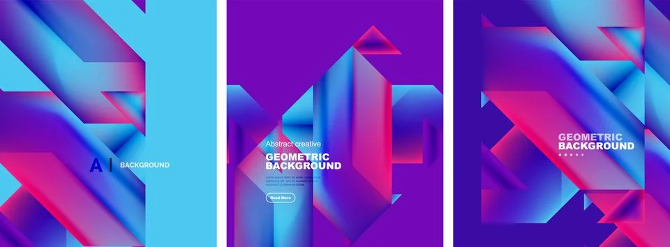 Set of abstract backgrounds. Overlapping geometric elements composition. Vector Stock Illustration