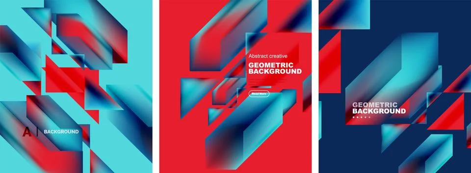 Set of abstract backgrounds. Overlapping geometric elements composition. Vector 스톡 일러스트