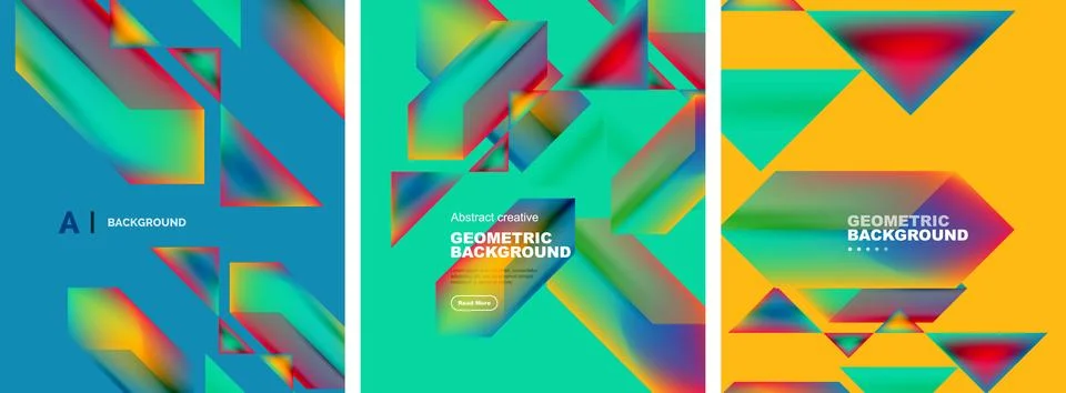 Set of abstract backgrounds. Overlapping geometric elements composition. Vector Stock Illustration