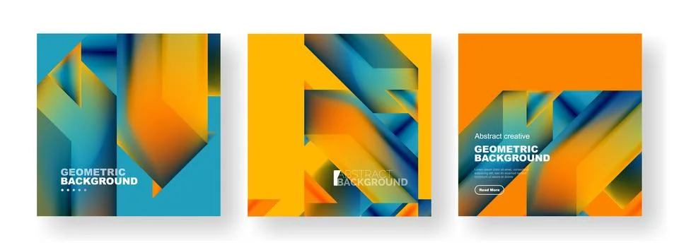 Set of abstract backgrounds. Overlapping geometric elements composition. Vector 스톡 일러스트
