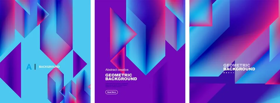 Set of abstract backgrounds. Overlapping geometric elements composition. Vector Stock Illustration