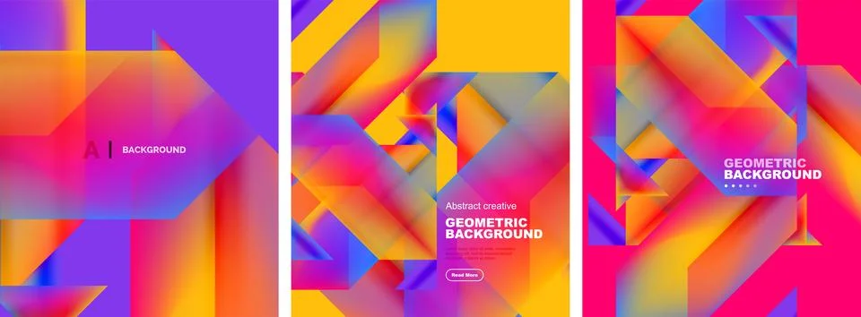 Set of abstract backgrounds. Overlapping geometric elements composition. Vector Stock Illustration