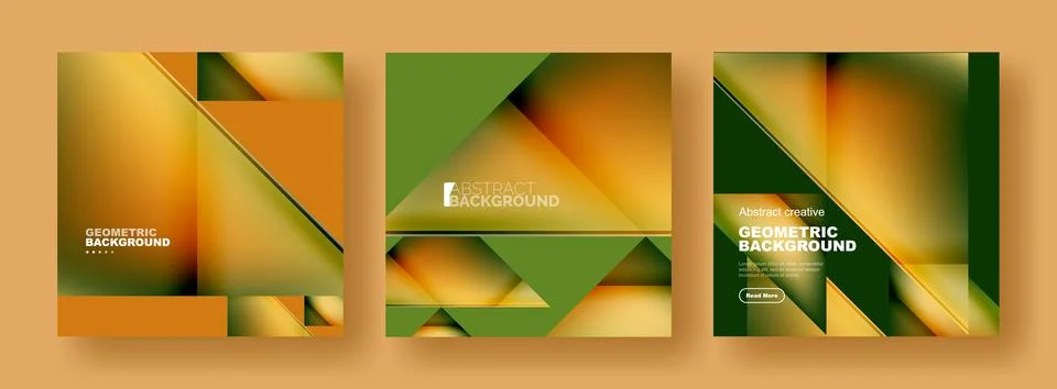 Set of abstract backgrounds - overlapping triangles with fluid gradients design Stock Illustration