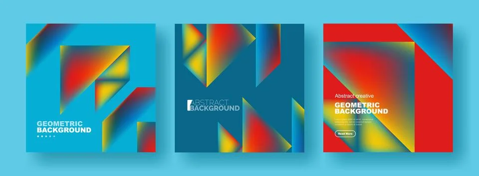 Set of abstract backgrounds - overlapping triangles with fluid gradients design Stock-Illustration