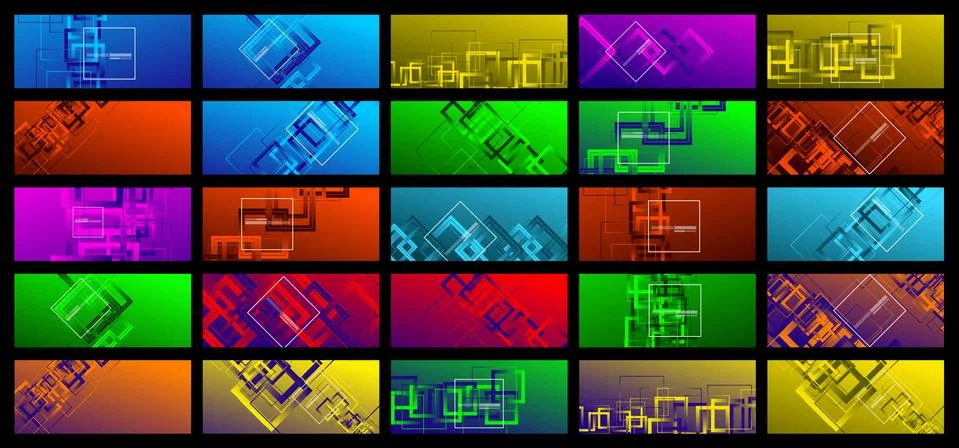 Set of abstract backgrounds with simple square or rectangle geometrical shapes Illustrazione stock