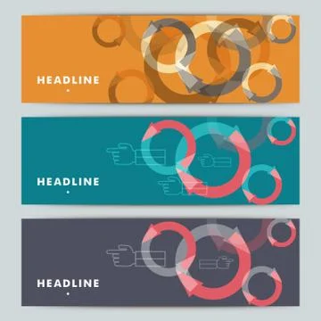 Set of abstract banners with hands and arrows Stock Illustration