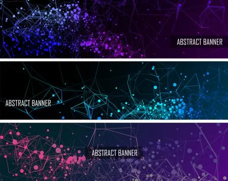 Set of abstract banners from lines and dots Stock Illustration