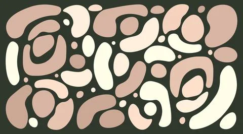Set of abstract beige and cream organic blob shapes on dark background, sof.. Stock Illustration