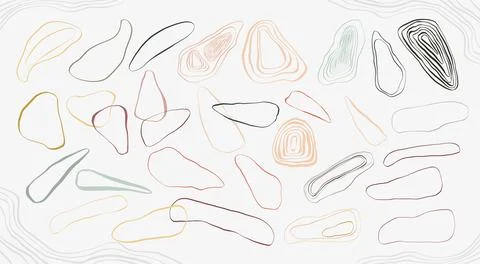 Set of abstract bionic rounded linear shapes Stock Illustration