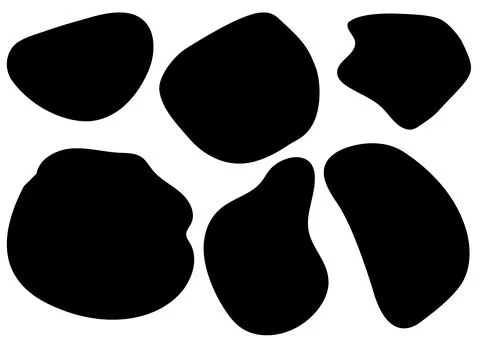 Set of abstract black shapes in the form of spots on a white background Stock Illustration