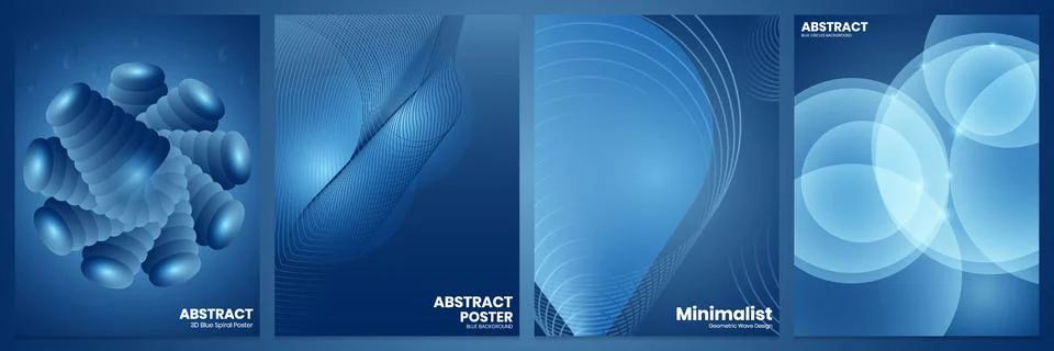 Set of abstract blue backgrounds for posters and banners vector illustration Stock Illustration