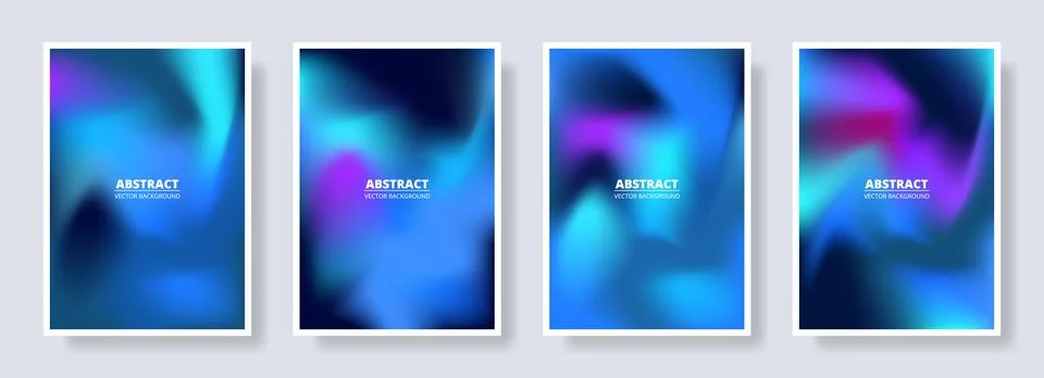 Set of abstract blurred backgrounds in blue and purple color gradient. Stock Illustration