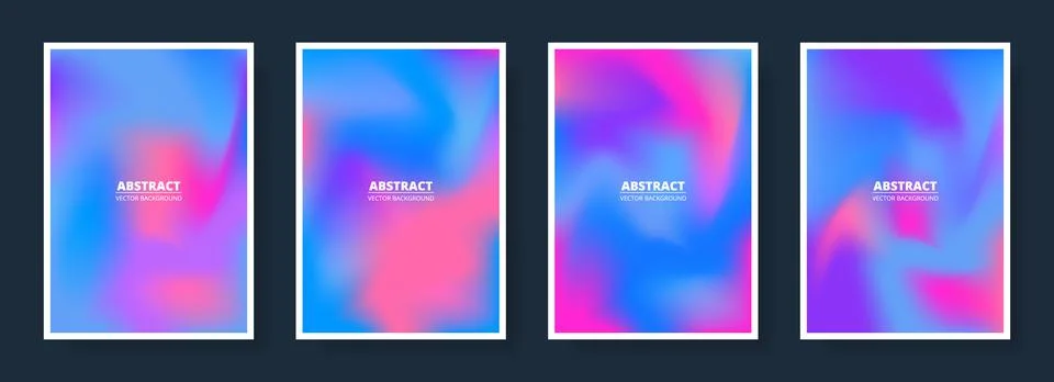 Set of abstract blurred backgrounds in blue, pink and purple color gradient. Stock Illustration