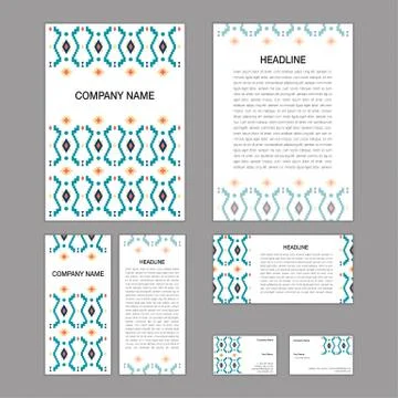 Set of abstract brochure templates. leaflet, banner, flyer, business card. Et Stock Illustration