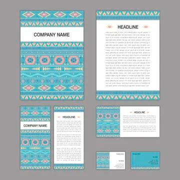 Set of abstract brochure templates. leaflet, banner, flyer, business card. Et Stock Illustration
