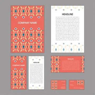 Set of abstract brochure templates. leaflet, banner, flyer, business card. Et Stock Illustration