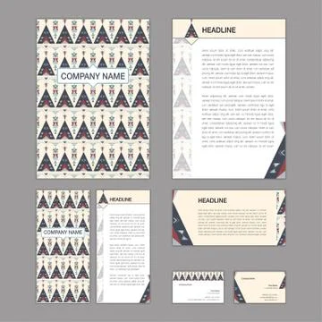 Set of abstract brochure templates. leaflet, banner, flyer, business card. Et Stock Illustration