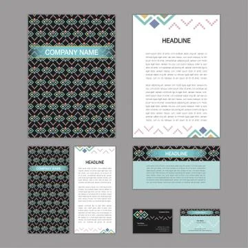 Set of abstract brochure templates. leaflet, banner, flyer, business card. Et Stock Illustration