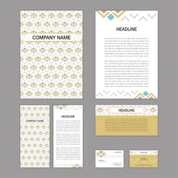 Set of abstract brochure templates. leaflet, banner, flyer, business card. Et Stock Illustration