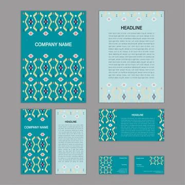 Set of abstract brochure templates. leaflet, banner, flyer, business card. Et Stock Illustration