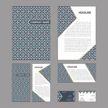 Set of abstract brochure templates. leaflet, banner, flyer, business card. Et Stock Illustration