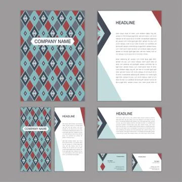 Set of abstract brochure templates. leaflet, banner, flyer, business card. Et Stock Illustration