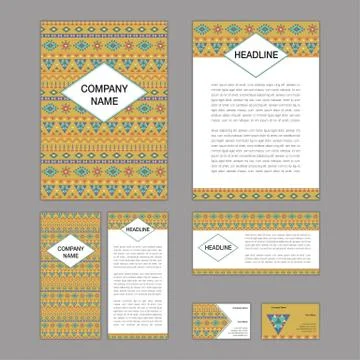 Set of abstract brochure templates. leaflet, banner, flyer, business card. Et Stock Illustration