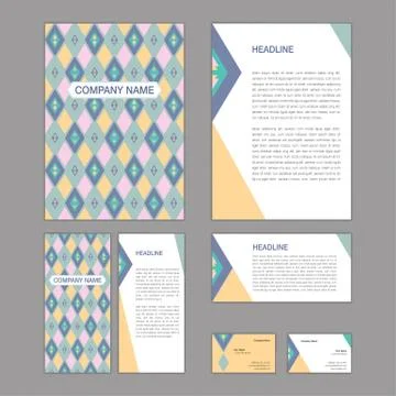 Set of abstract brochure templates. leaflet, banner, flyer, business card. Et Stock Illustration