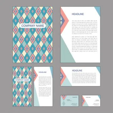 Set of abstract brochure templates. leaflet, banner, flyer, business card. Et Stock Illustration