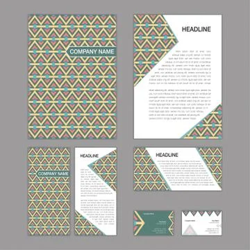 Set of abstract brochure templates. leaflet, banner, flyer, business card. Et Stock Illustration