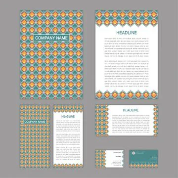 Set of abstract brochure templates. leaflet, banner, flyer, business card. Et Stock Illustration