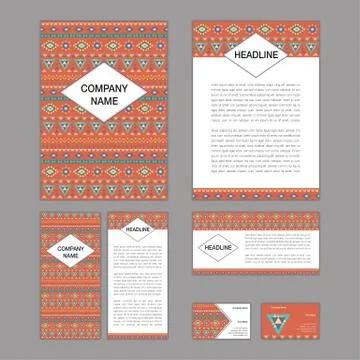 Set of abstract brochure templates. leaflet, banner, flyer, business card. Et Stock Illustration