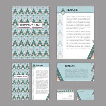 Set of abstract brochure templates. leaflet, banner, flyer, business card. Et Stock Illustration