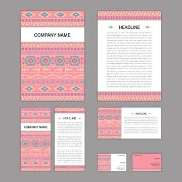 Set of abstract brochure templates. leaflet, banner, flyer, business card. Et Stock Illustration