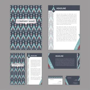 Set of abstract brochure templates. leaflet, banner, flyer, business card. Et Stock Illustration