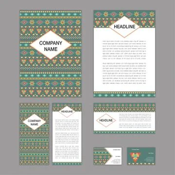 Set of abstract brochure templates. leaflet, banner, flyer, business card. Et Stock Illustration