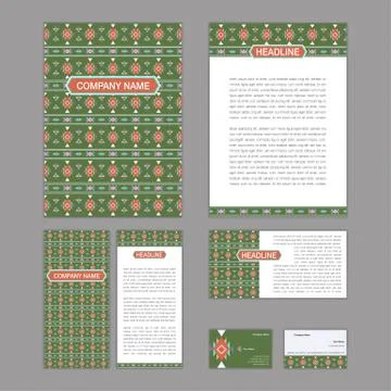 Set of abstract brochure templates. leaflet, banner, flyer, business card. Et Stock Illustration