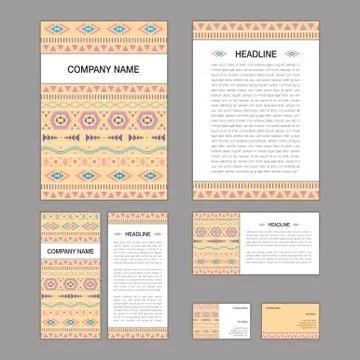 Set of abstract brochure templates. leaflet, banner, flyer, business card. Et Stock Illustration
