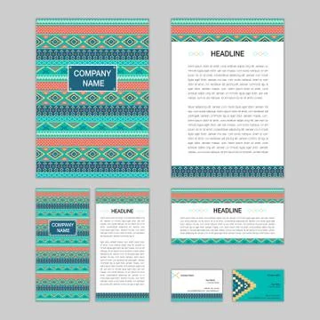 Set of abstract brochure templates. leaflet, banner, flyer, business card. Et Stock Illustration