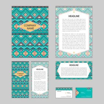 Set of abstract brochure templates. leaflet, banner, flyer, business card. Et Stock Illustration