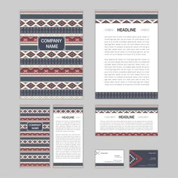 Set of abstract brochure templates. leaflet, banner, flyer, business card. Et Stock Illustration