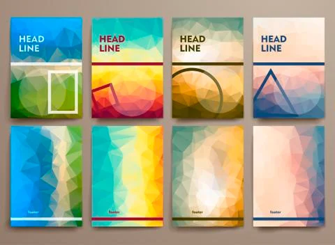 Set of abstract brochures in poligonal style Stock Illustration