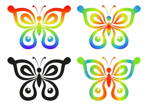 Set abstract butterflies Illustrazione stock