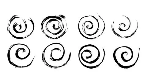 Set of abstract careless strokes in the shape of spirals Stock Illustration