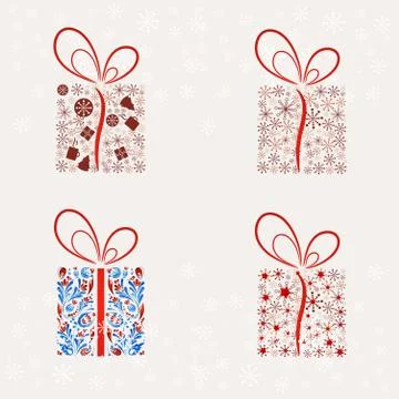Set of Abstract Christmas present box. Stock Illustration