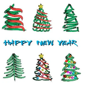 Set of abstract Christmas trees Stock Illustration
